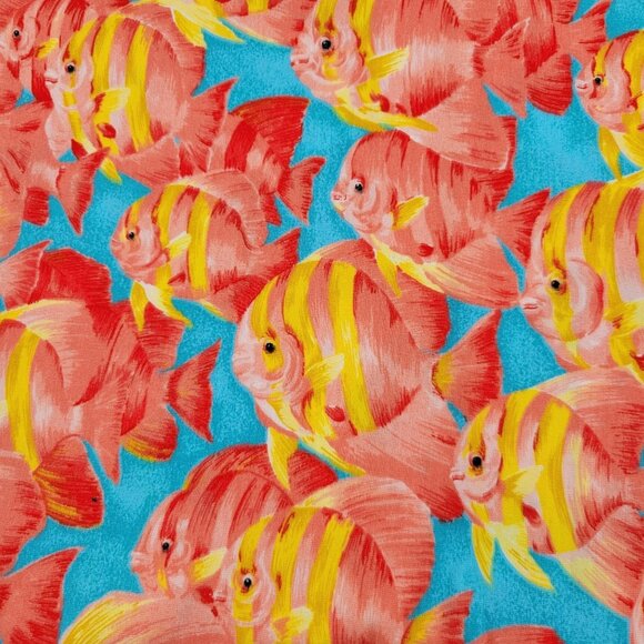 Tropical Fish Print Cotton Fabric Cranston Printworks Quilting Sewing 4 Yards - Picture 1 of 4